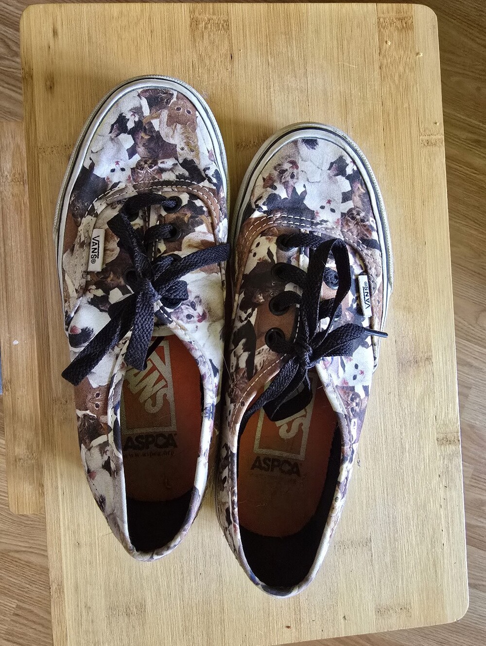 Vans Kids Canvas Sneakers in Brown, White & Black Animal Print
